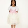A LITTLE FABLE Girls Applique Round-Neck Tiered Dress