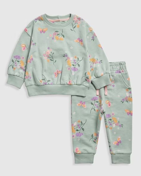 MOTHERCARE Girls Enchanted Garden Floral Print Sweatshirt & Joggers Set