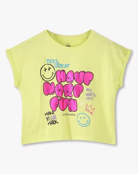 RIO GIRLS Girls Graphic Print Relaxed Fit Round-Neck T-Shirt