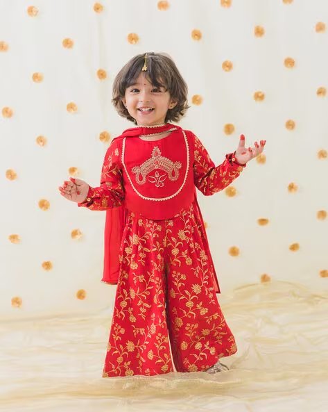 TIBER TABER Girl Embroidered Pants & Top Suit Sets